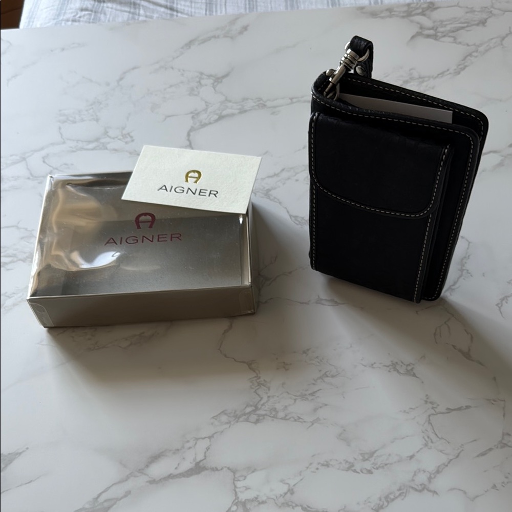 Aigner Black Leather Card Holder